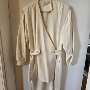 Elegant Cream Wrap Dress - Vintage